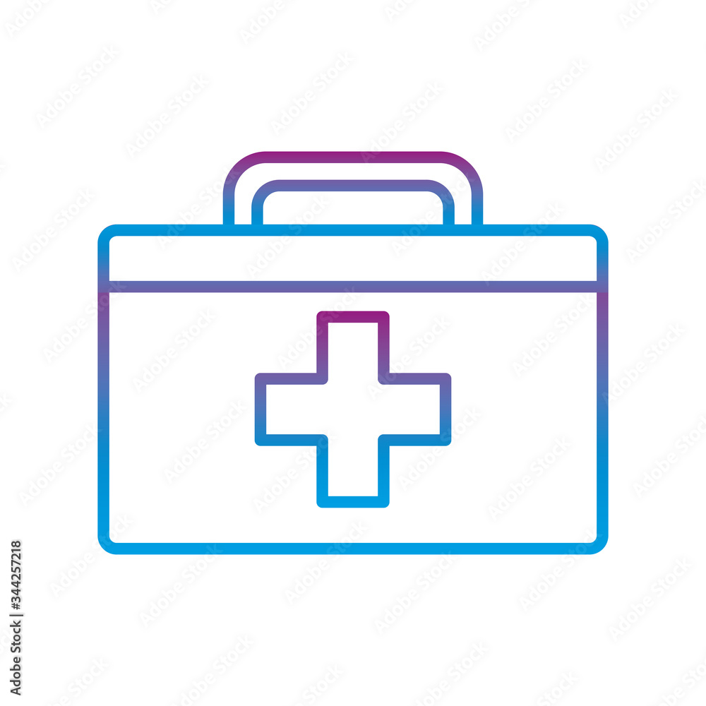 Kit with cross gradient line style icon vector design Kit with cross gradient line style icon vector design