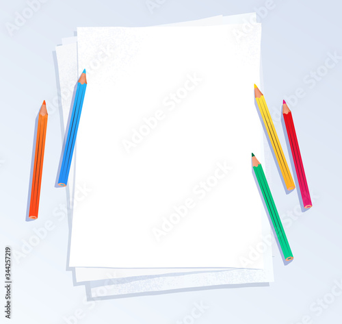 Vector illustration of pencils on A4 paper