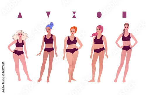 Vector collection of female body types
