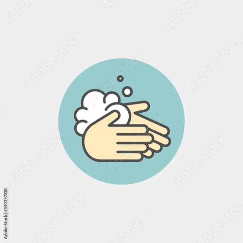Hand wash flat vector icon. Clean hands flat vector icon