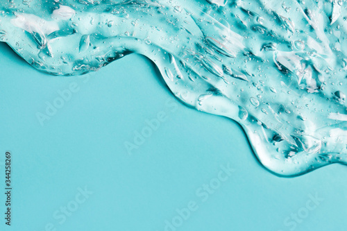 Antibacterial gel background. Virus protection or cosmetics concept. photo