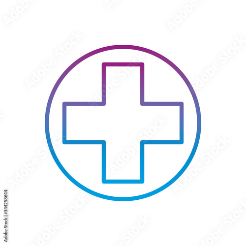 circle with cross gradient line style icon vector design