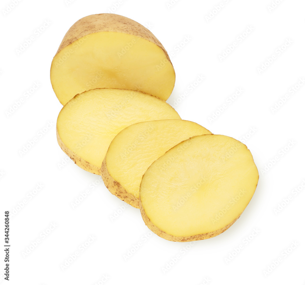 Chopped potato isolated on white background