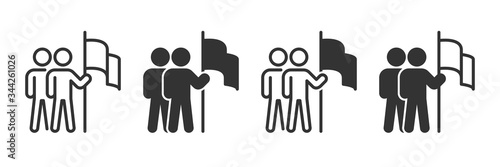 Career target icons in four different versions in a flat design