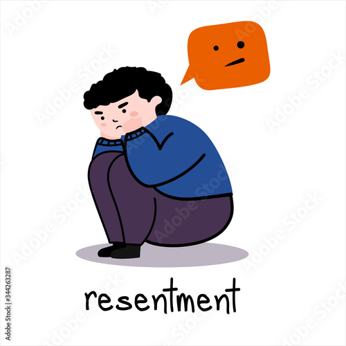 A man with an expression of resentment on his face. isolated vector illustration on a white background.