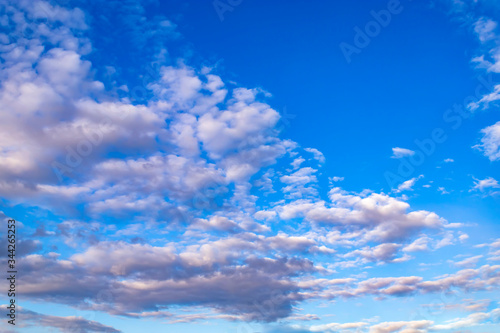 Dramatic sky with clouds on sunset. Nature composition. Summer background.