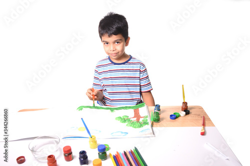 Little kid drawing and painting
