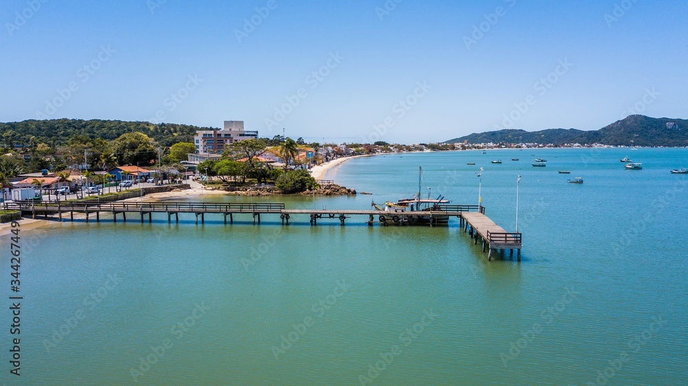 Bombinhas - SC - Brazil. View to Morrinhos beach. Aerial panoramic view touristic beach of Bombinhas – Brazil
