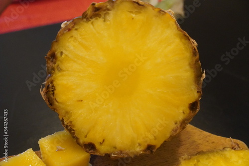 Sliced pineapple .