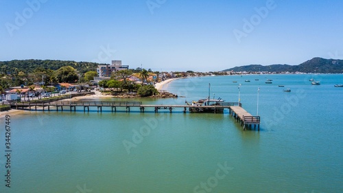 Bombinhas - SC - Brazil. View to Morrinhos beach. Aerial panoramic view touristic beach of Bombinhas – Brazil