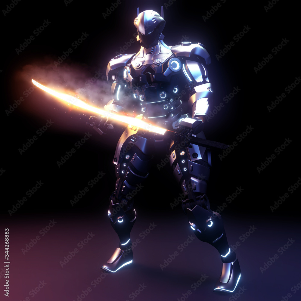 Ninja Sinobi robot fi - sci, Japanese anime. 3D rendering Ninja Sinobi robot fi - sci, Japanese anime. 3D rendering