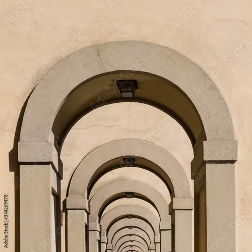 Row of the arches in Florence, Tuscany, Italy