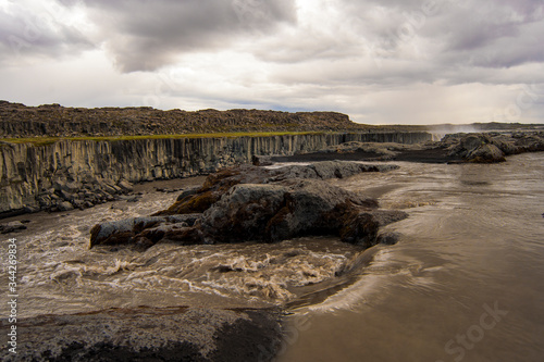 view over detifoss waterfall iceland photo