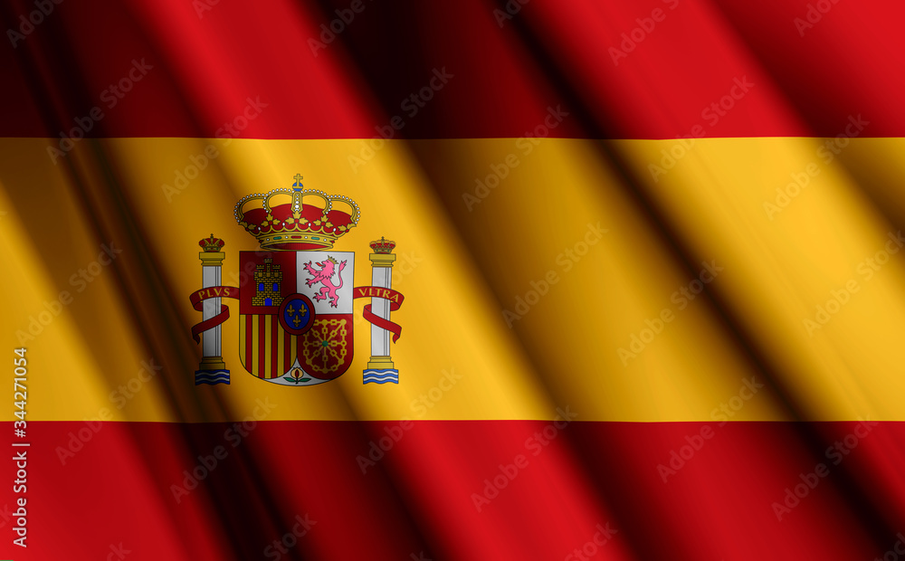 Obraz premium 3D- image of the waving flag Spain