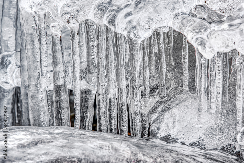 Icicle form along the Georgian Bay shoreline creating an almost surreal frozen micro landscape