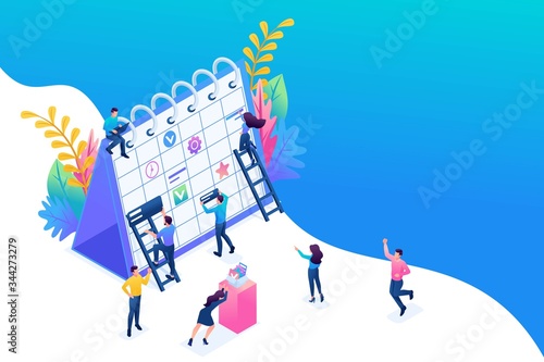 Isometric concept Creating a long-term business planning strategy. Concept for web design