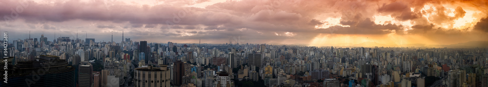  Sao Paulo skyline at sunset panorama