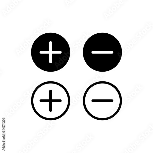 Plus and minus icon, Plus and minus sign and symbol vector design