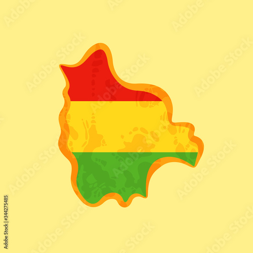 Bolivia - Map colored with Bolivian flag