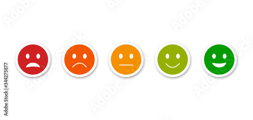 Set of emoticons. Bad and good mood. Feedback. Smiley. Vector icons.