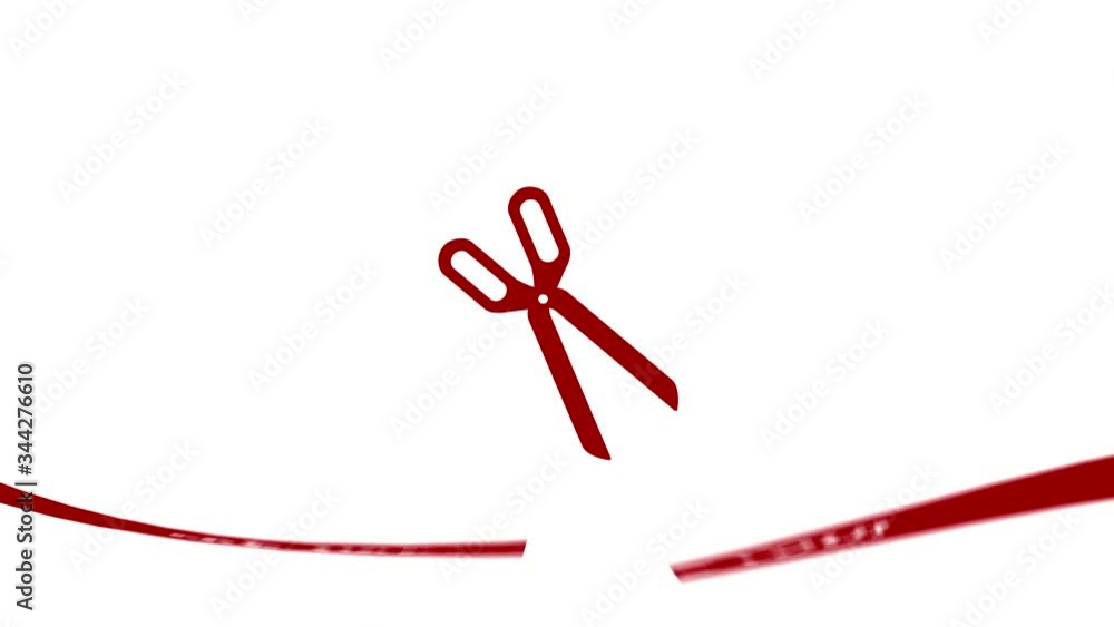 scissors cut a ribbon with the inscription we invite you.animated video for presentation and opening of stores scissors cut a ribbon with the inscription we invite you.animated video for presentation and opening of stores