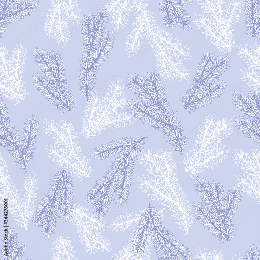 Obraz premium Seamless pattern with snowy fir branches.