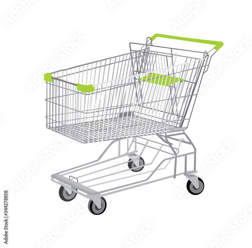 vector projection of a shopping trolley, large shopping cart, no background