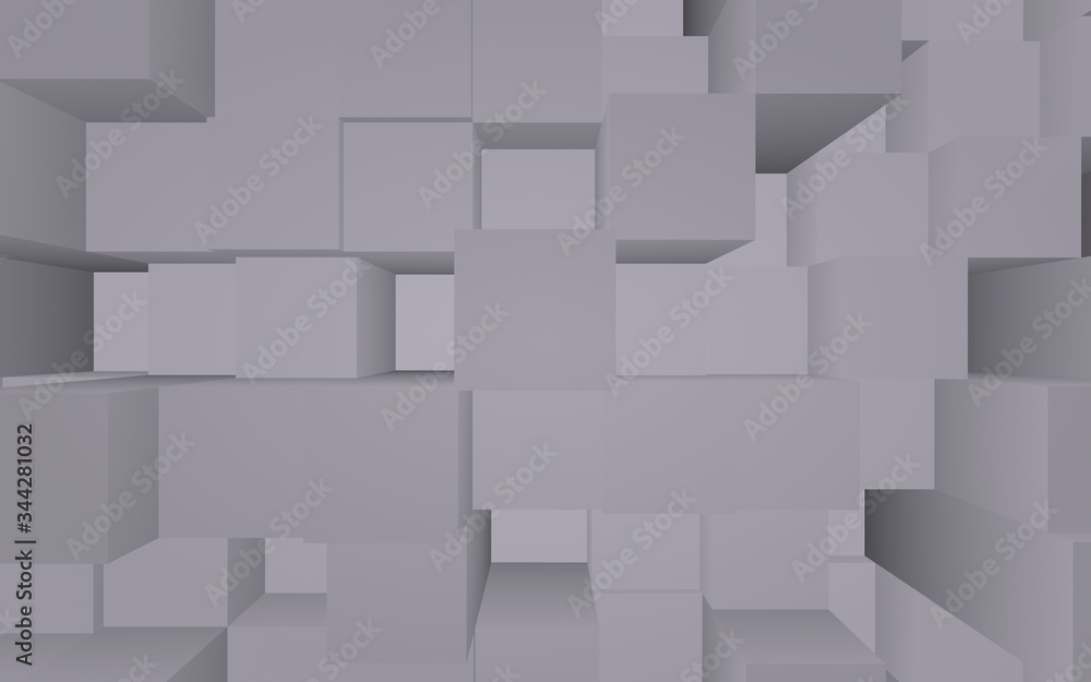 Abstract gray elegant cube geometric background. Chaotically advanced rectangular bars. 3D Rendering, 3D illustration Abstract gray elegant cube geometric background. Chaotically advanced rectangular bars. 3D Rendering, 3D illustration