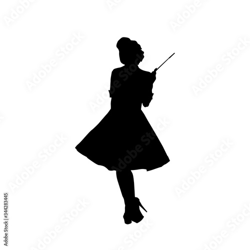 Female silhouette on a white background. Girl in retro style. Fashion and style of the 20's. Vector illustration