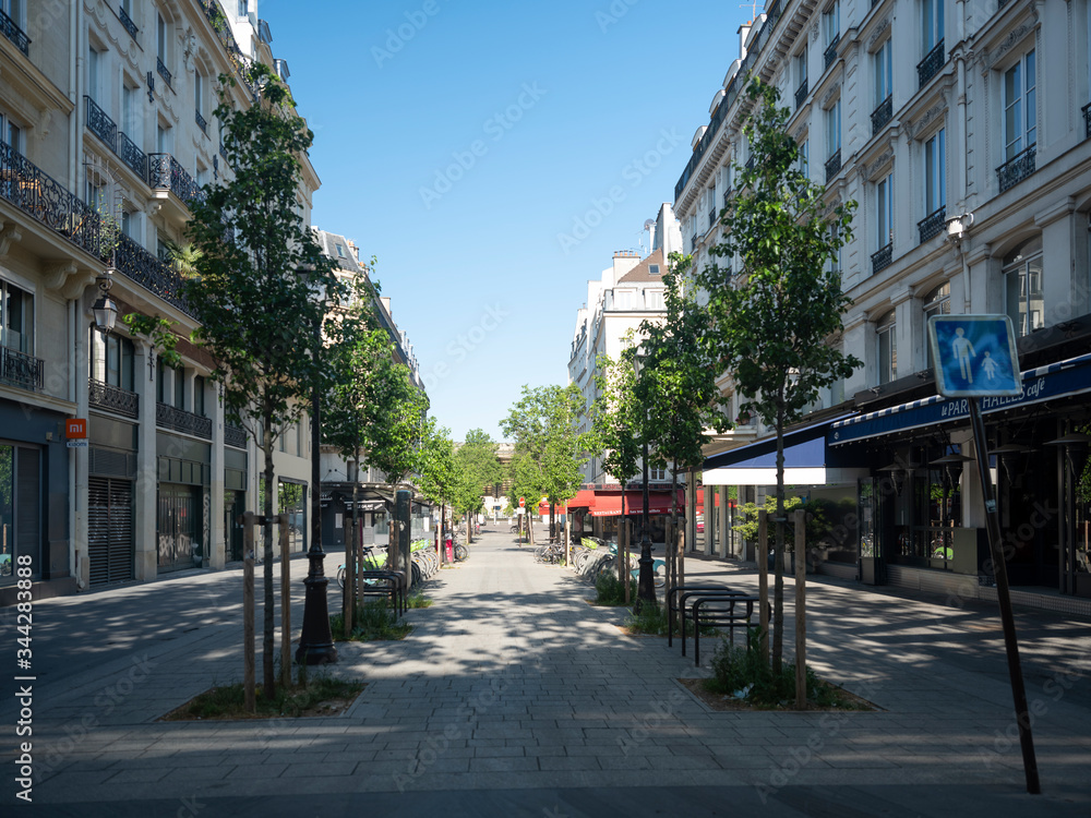 street in the old town Les Halles in spring, Paris, les Halles, empty in April 2020 (Lockdown)
