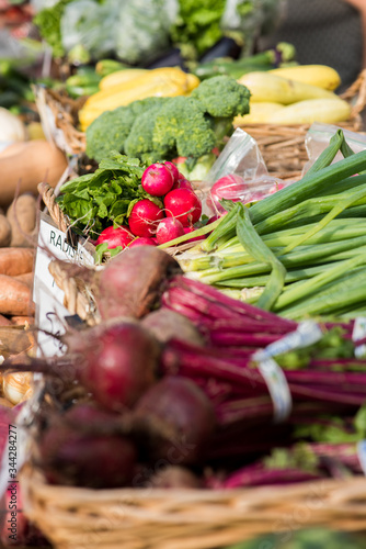 Radishes and other vegetables at the market