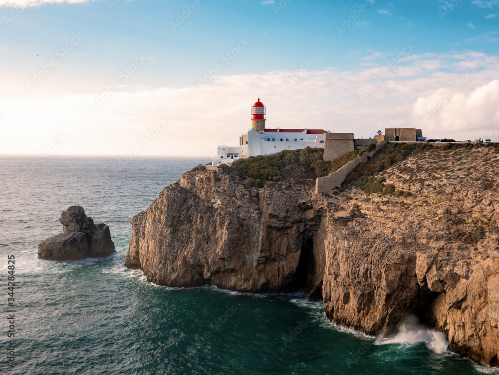 Lighthouse on the cape san Vicente. Sagres, Portugal. Lighthouse on the cape san Vicente. Sagres, Portugal.