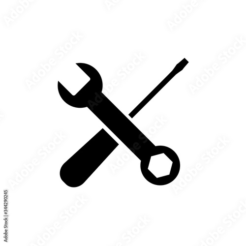 Wrench and screwdriver, repair icon, logo isolated on white background