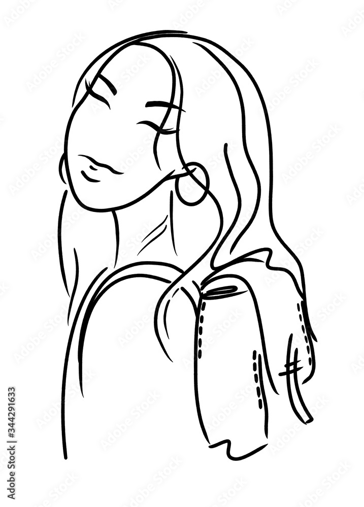 silhouette of a girl with a backpack on a white background. Digital illustration. silhouette of a girl with a backpack on a white background. Digital illustration.