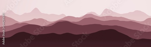 beautiful hills slopes wild landscape - wide computer graphics texture or background illustration