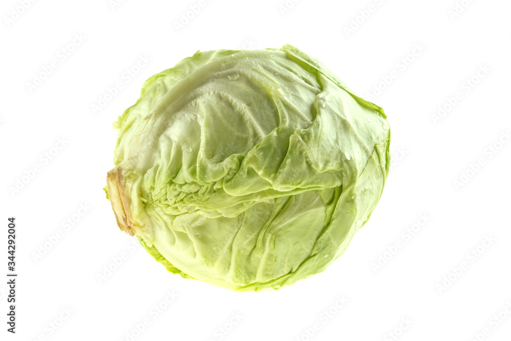 head of organic cabbage on a white background, isolated head of organic cabbage on a white background, isolated