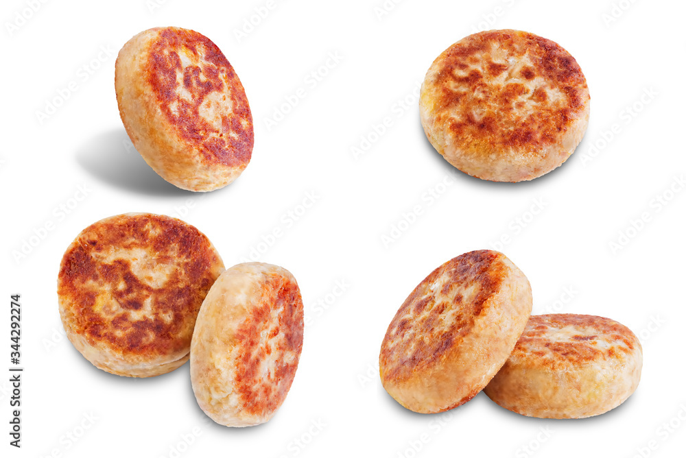 Canned tuna potato patties on a white isolated background Canned tuna potato patties on a white isolated background