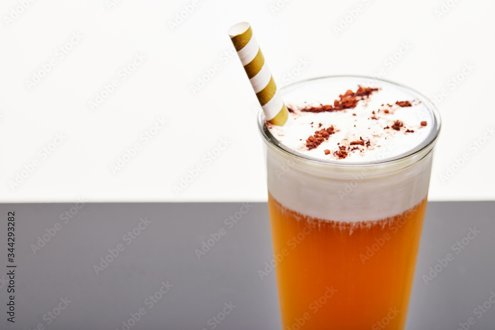 Fashionable food and drink glass of iced oolong tea Fashionable food and drink glass of iced oolong tea