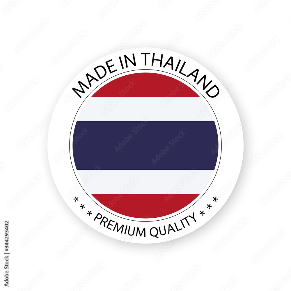 Modern vector Made in Thailand label isolated on white background, simple sticker with Thai colors, premium quality stamp design, flag of Thailand Modern vector Made in Thailand label isolated on white background, simple sticker with Thai colors, premium quality stamp design, flag of Thailand
