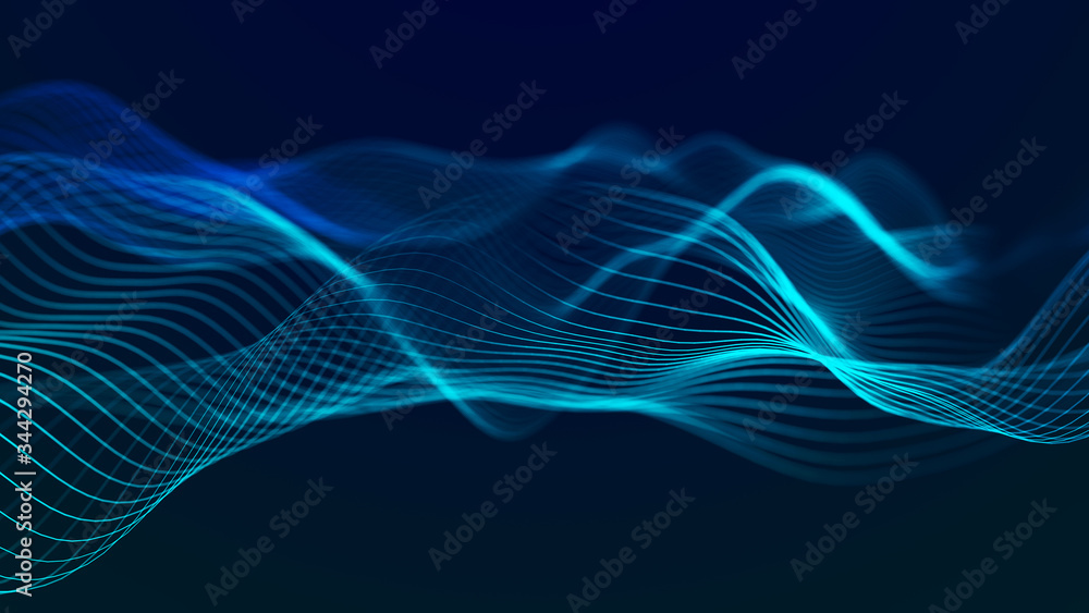 Naklejka premium Digital technology background. Abstract background with a dynamic wave. 3d rendering