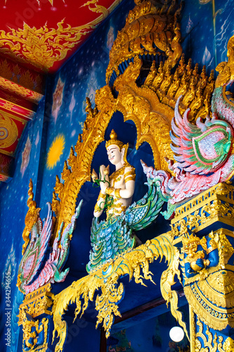 A beautiful view of Wat Rong Suea Ten  the Blue Temple at Chiang Rai  Thailand.