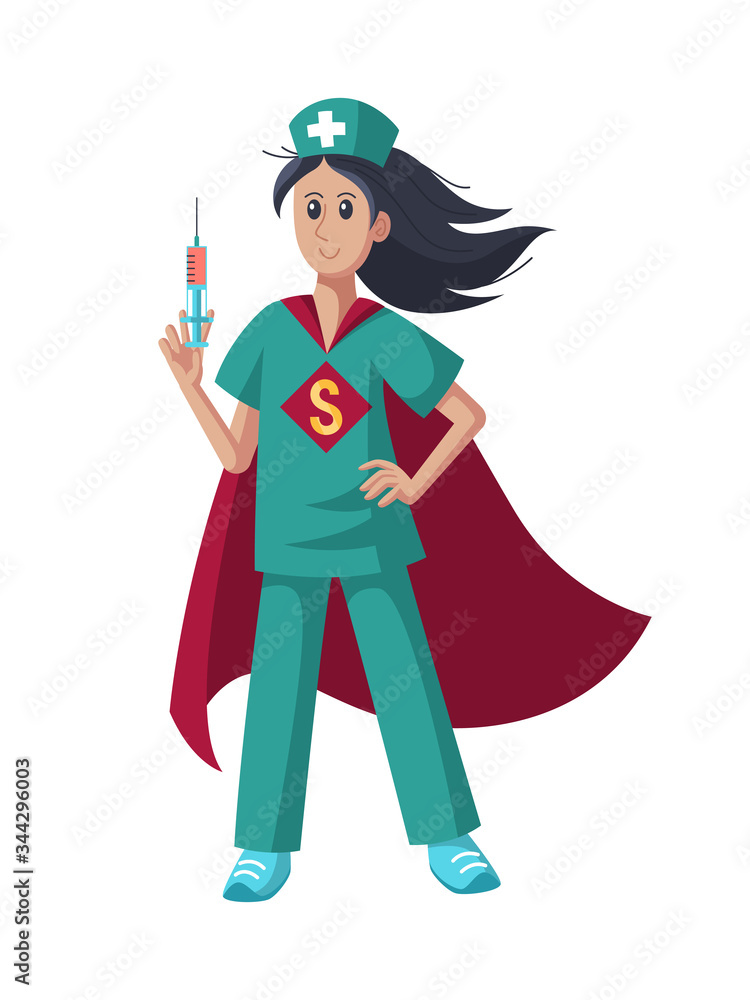 Superhero nurse. The value of nursing in medicine concept illustration. Superhero nurse. The value of nursing in medicine concept illustration.