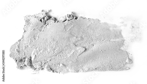 Wet cement, mortar isolated on white background, top view