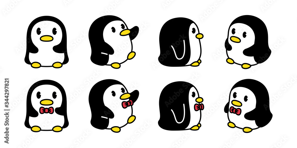 Obraz premium penguin vector bird icon logo cartoon character bow tie illustration symbol graphic doodle design