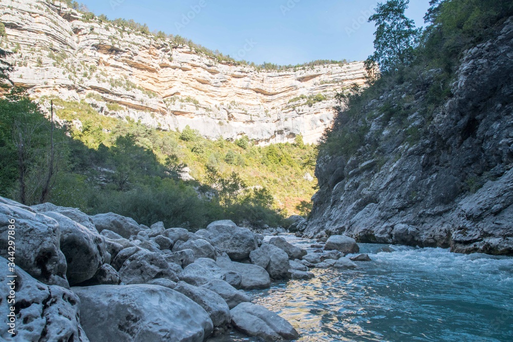 HDR of a gentle stream flowing past a rocky shore in Verdon National Park HDR of a gentle stream flowing past a rocky shore in Verdon National Park