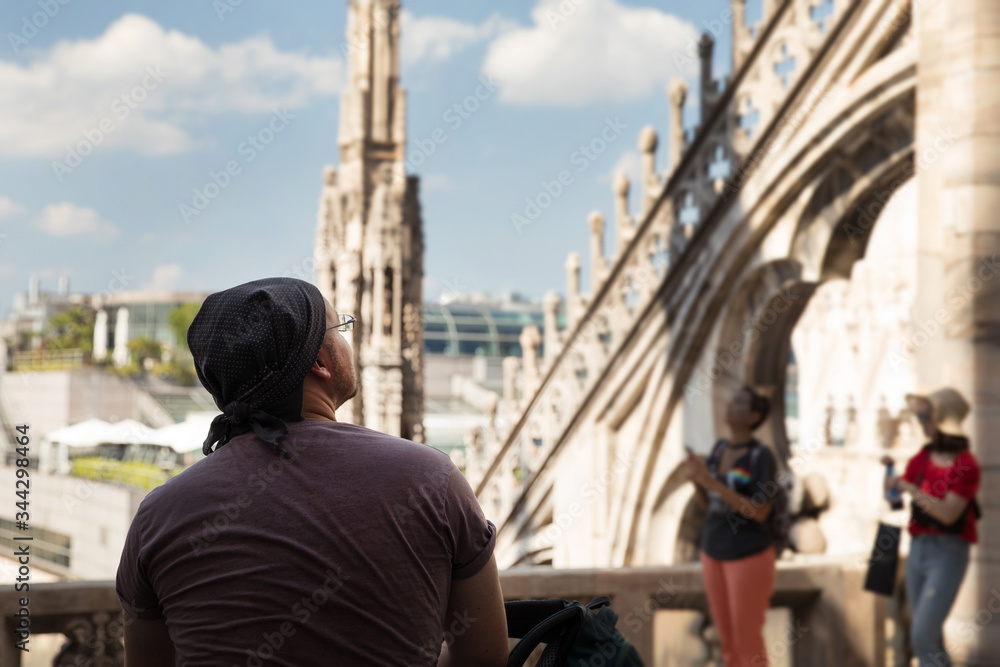 Tourists on the roof of Milan Cathedral (Duomo di Milano).