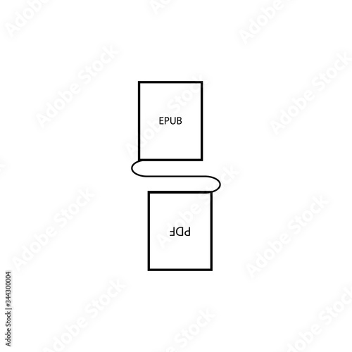 Epub and PDF books connected by a line sign. eps ten