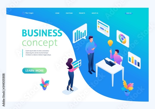 Isometric concept We bring the idea to life, idea creation, implementation. Landing page concepts and web design