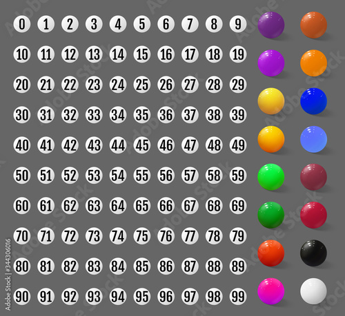 Set of lotto balls and numbers to them. Vector