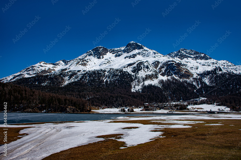Silvaplana lake in Engadine in Switzerland.